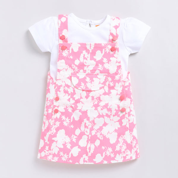 Neon Pink Floral Dungaree with Inner