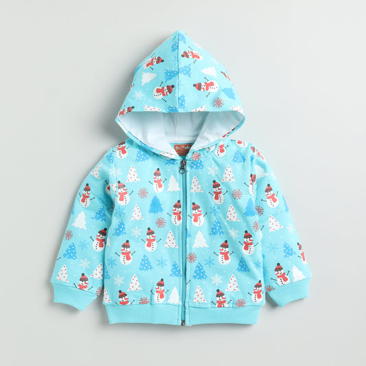 Blue Snowman Jacket with a Hood