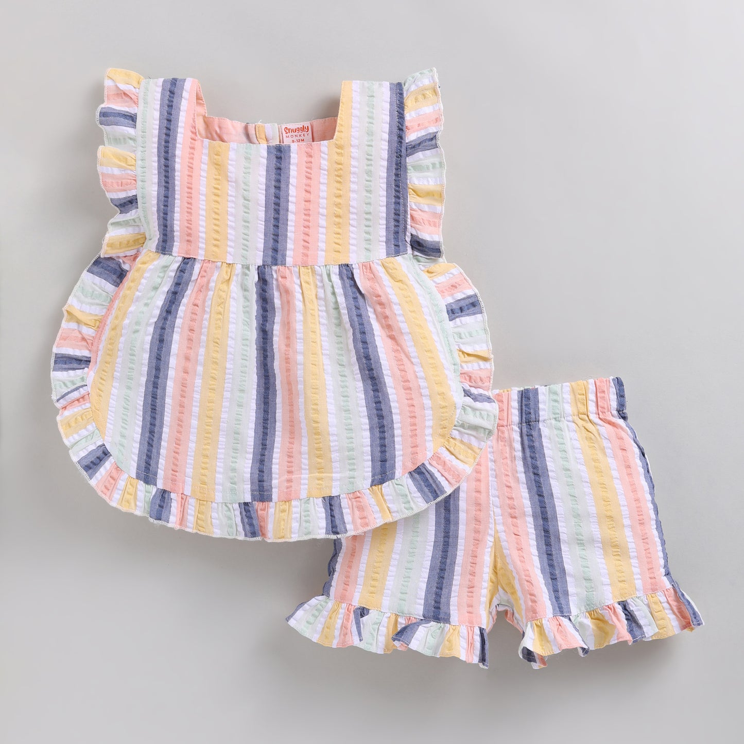 Striped Seersucker Co-ord Set with Ruffles