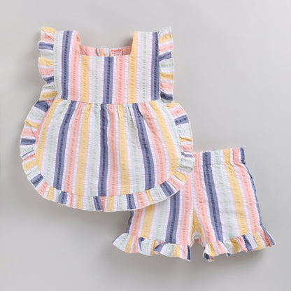 Striped Seersucker Co-ord Set with Ruffles