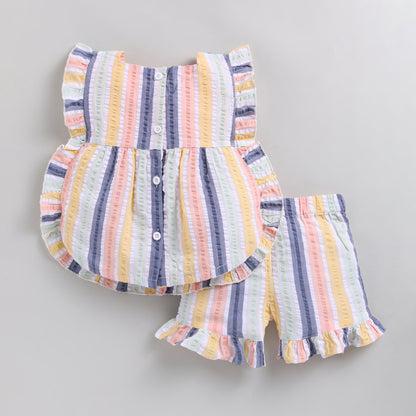 Striped Seersucker Co-ord Set with Ruffles