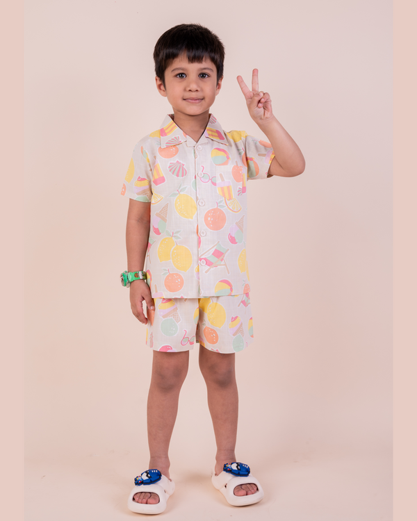 Summer Favourite Top with Shorts Set - Biege