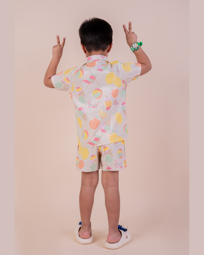 Summer Favourite Top with Shorts Set - Biege