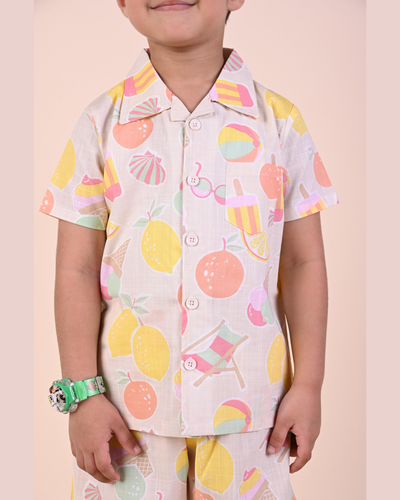 Summer Favourite Top with Shorts Set - Biege