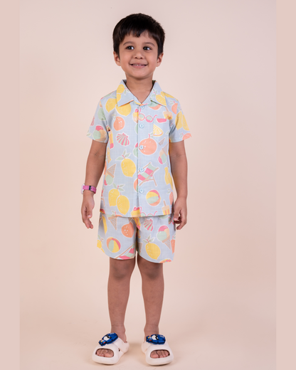Summer Favourite Top with Shorts Set - Blue