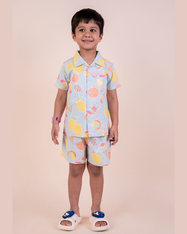 Summer Favourite Top with Shorts Set - Blue