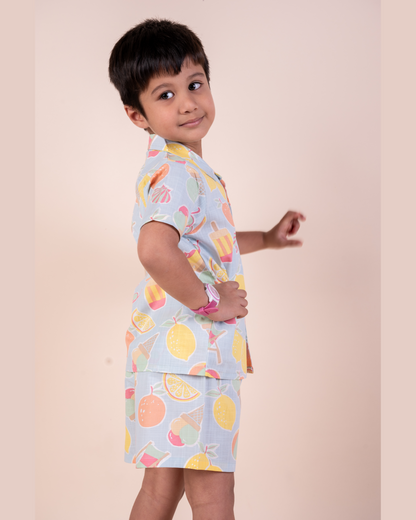 Summer Favourite Top with Shorts Set - Blue