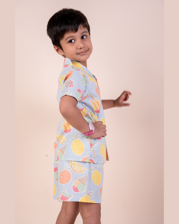 Summer Favourite Top with Shorts Set - Blue