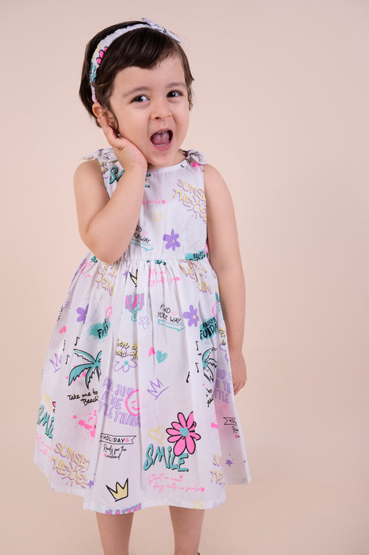 Tropical Print Frock with Matching Hairband