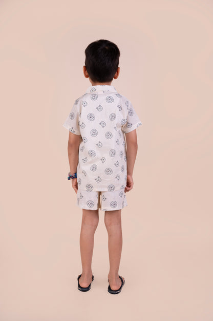 Boys linen lion print co-ord set