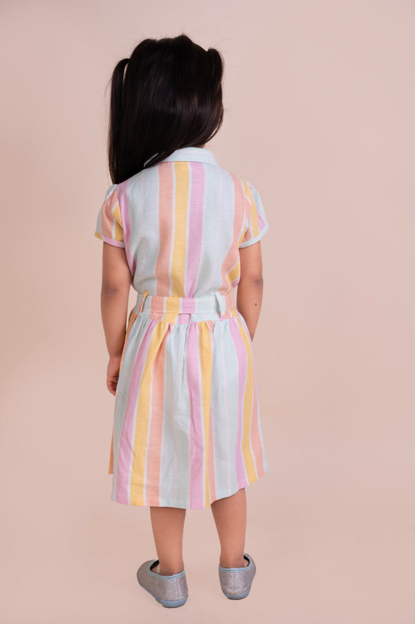 Multicolour stripes twill dress