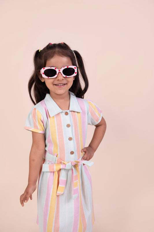 Multicolour stripes twill dress