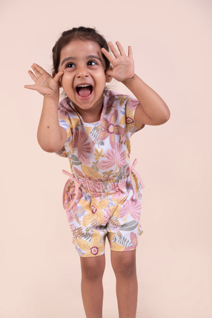 Floral print knit jumpsuit