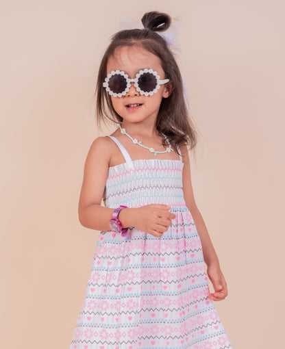 Girls smoking frock with matching hairband
