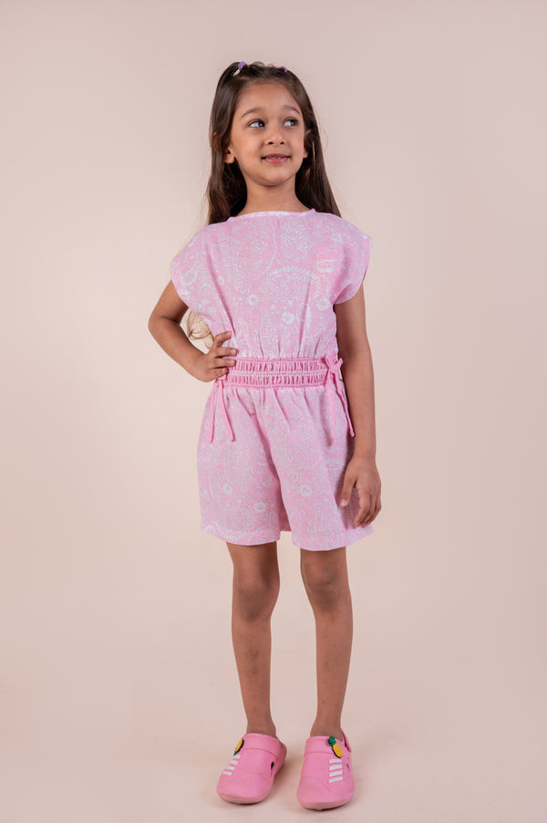 Pink Floral Print Jumpsuit