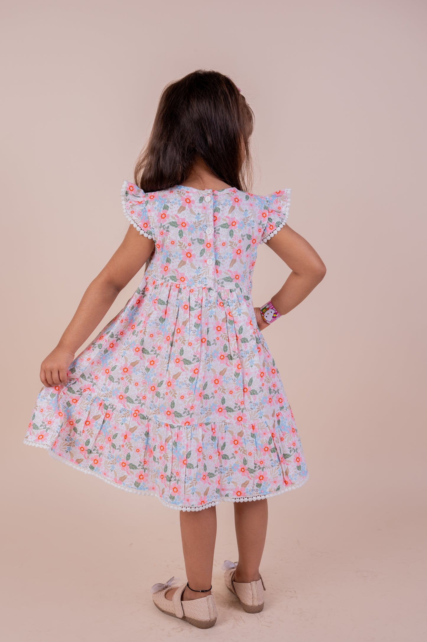 Soft floral print frock with matching hairband