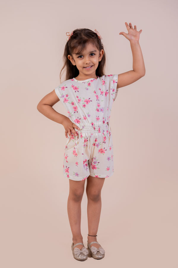 Pink Floral Print Jumpsuit