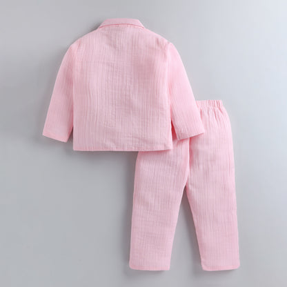 100% Cotton Muslin Night Suit Set - Blush Dream