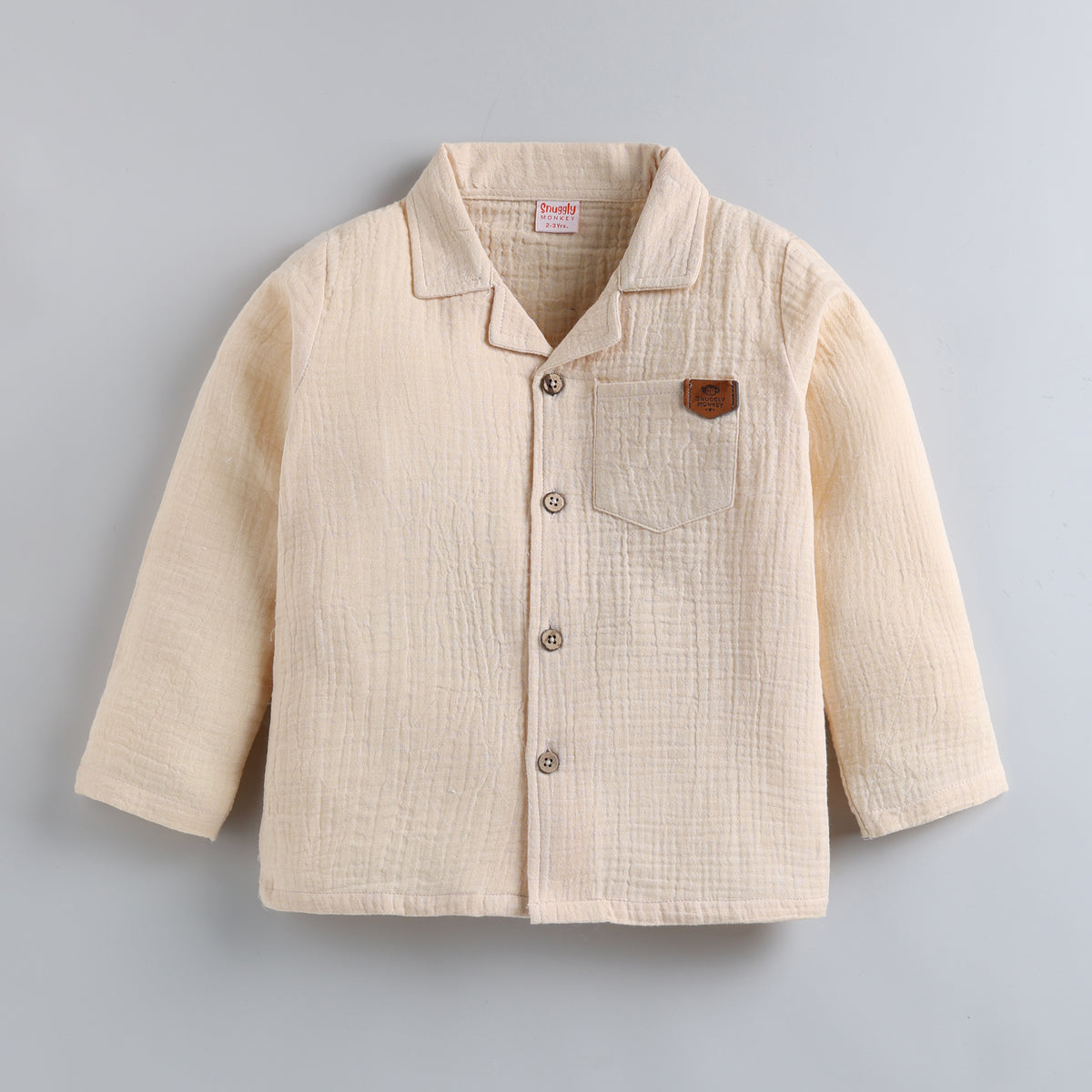 Full Sleeves 100% Cotton Muslin Night Suit - Biege