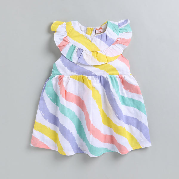 Rainbow Theme Linen Frock