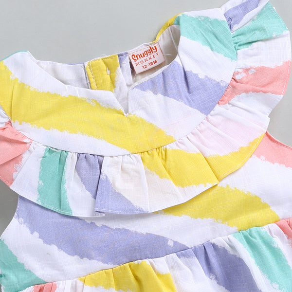 Rainbow Theme Linen Frock