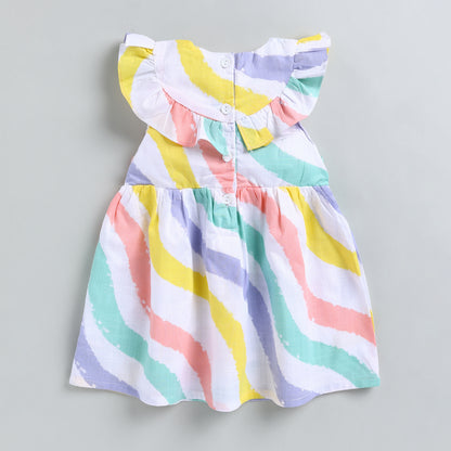 Rainbow Theme Linen Frock