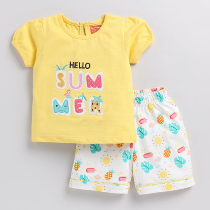 Summer Fruit Print Top with Shorts
