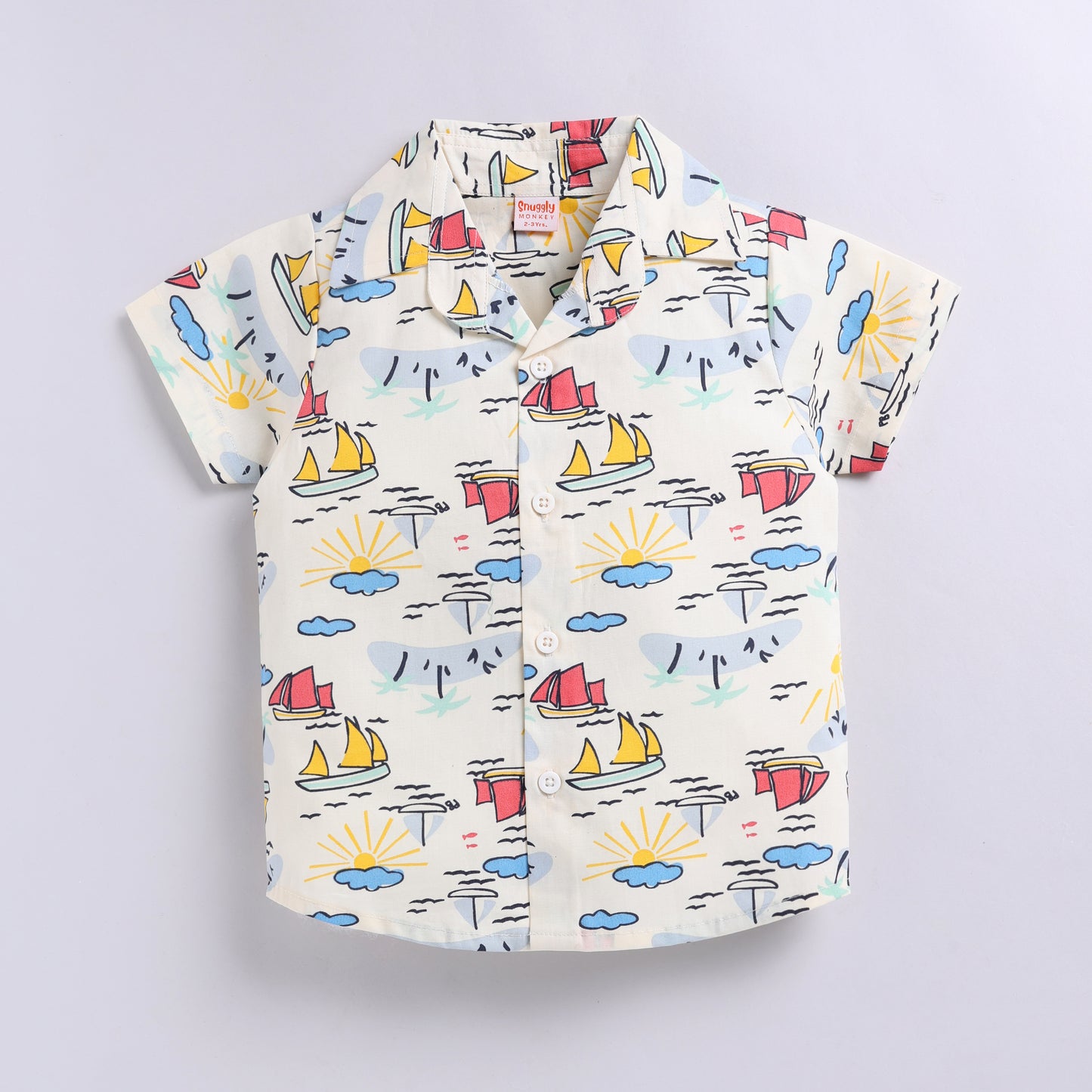 Nautical Print Cotton Shirt and Shorts Set