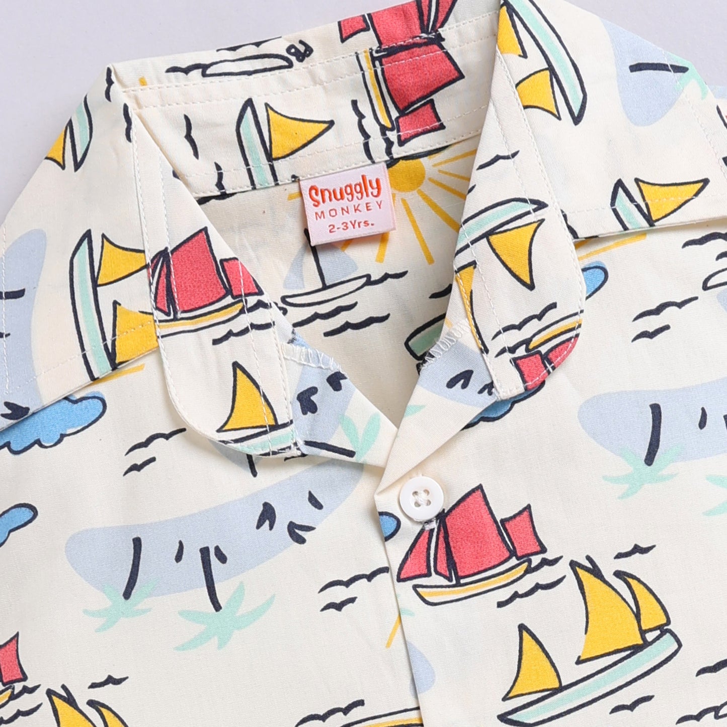 Nautical Print Cotton Shirt and Shorts Set