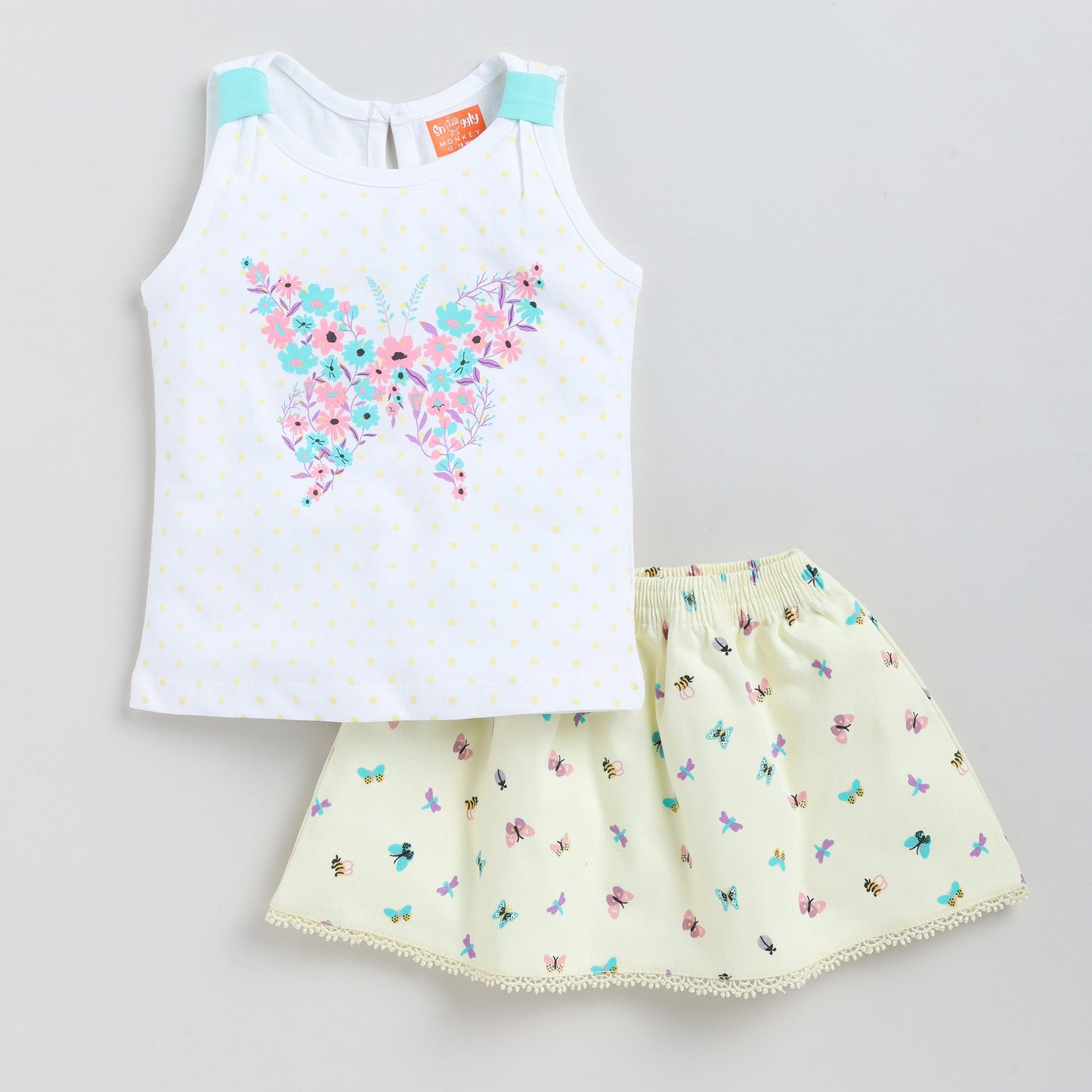 Butterfly Print Top & Skirt Set