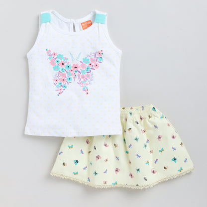 Butterfly Print Top & Skirt Set