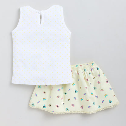 Butterfly Print Top & Skirt Set