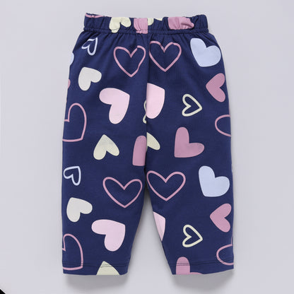 Heart Print Front Open Collared Nightsuit