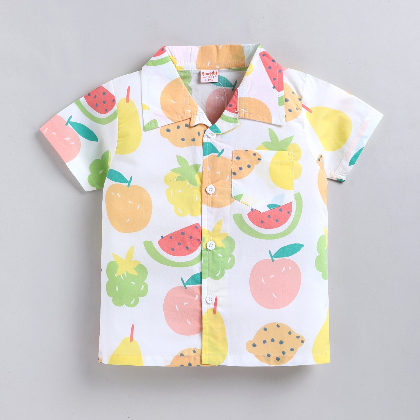Fruits Theme Shirt with Shorts - White Lime