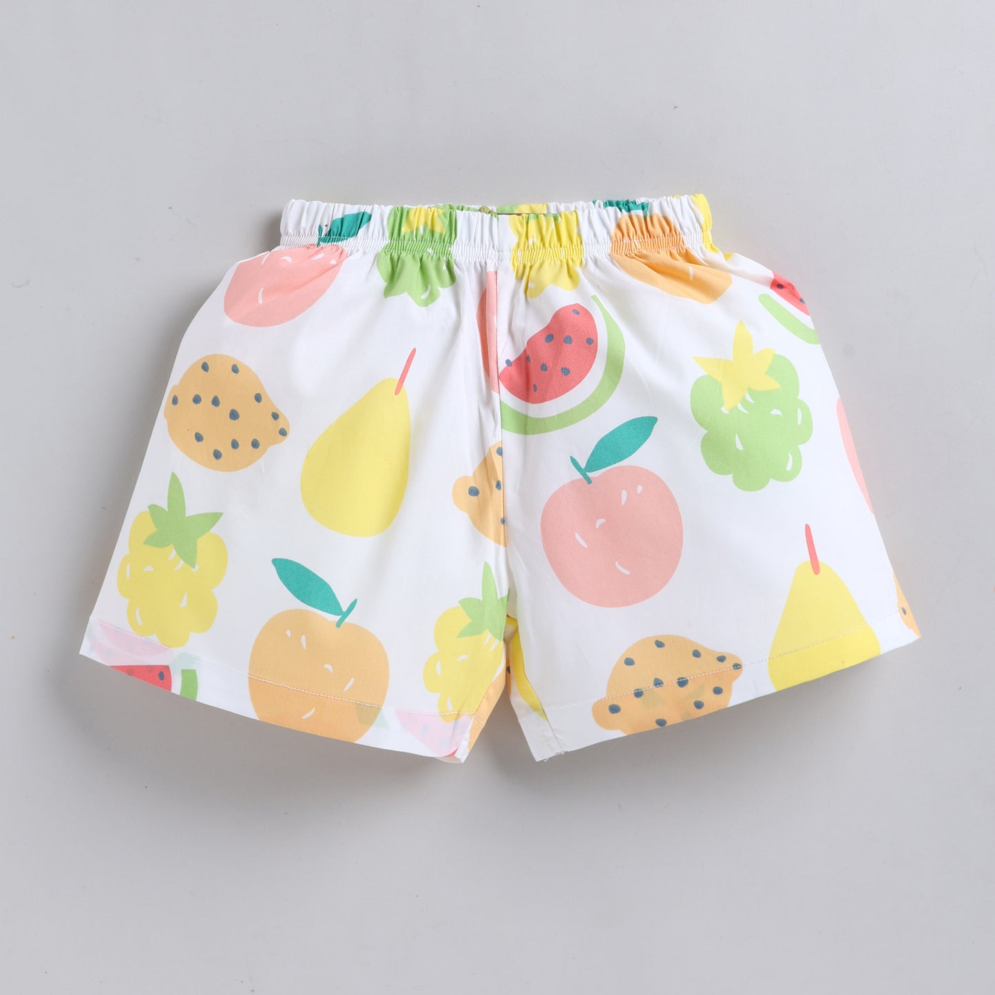 Fruits Theme Shirt with Shorts - White Lime