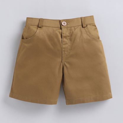 Ocean Theme Text Shirt with Shorts - Beige