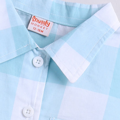 Checks Design Nightsuit Set - Blue