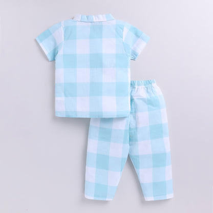 Checks Design Nightsuit Set - Blue