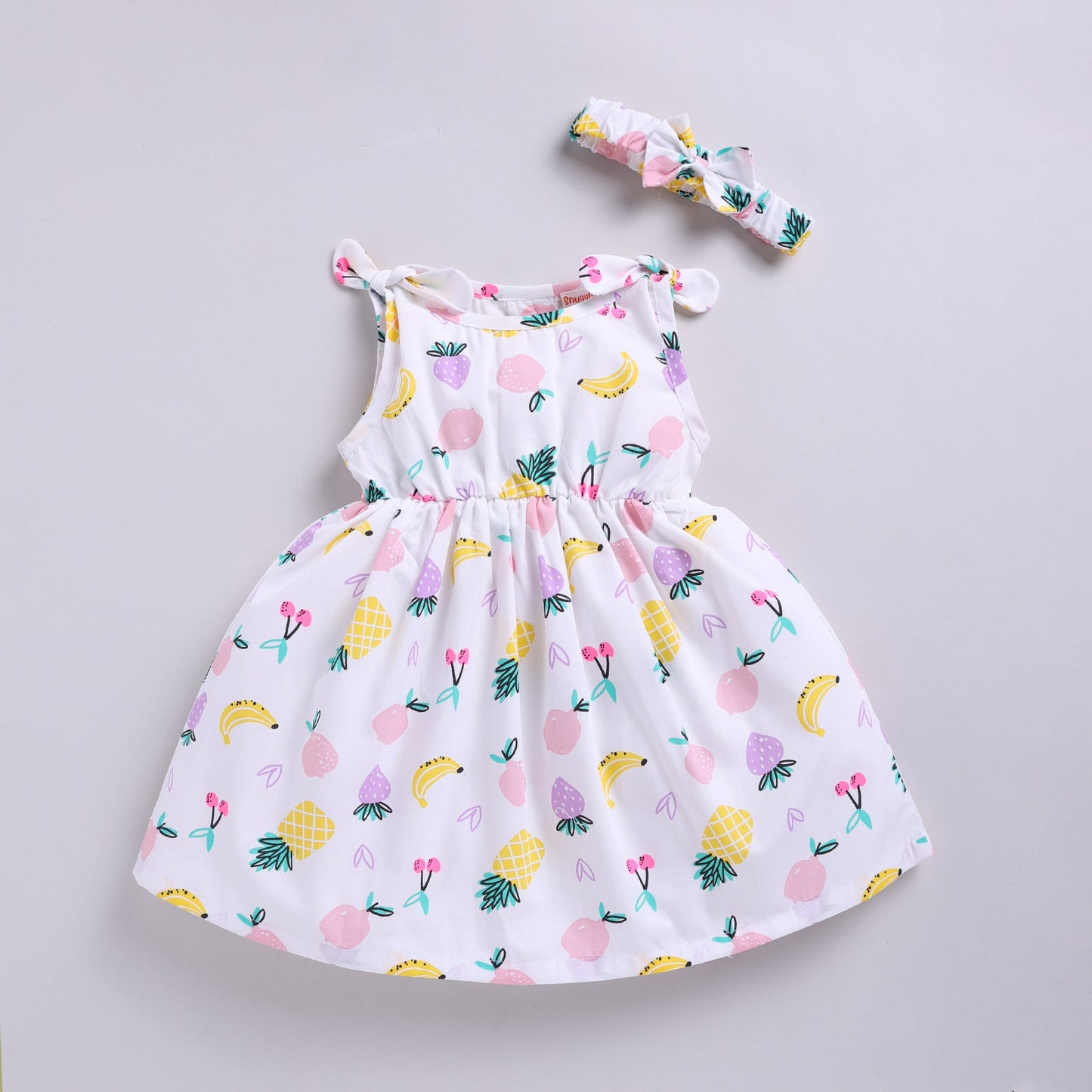 Fruit Print Summer Frock with Hairband