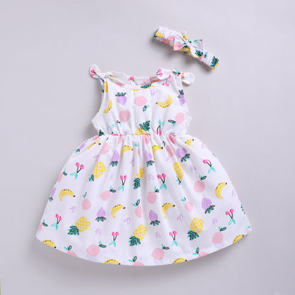Fruit Print Summer Frock with Hairband