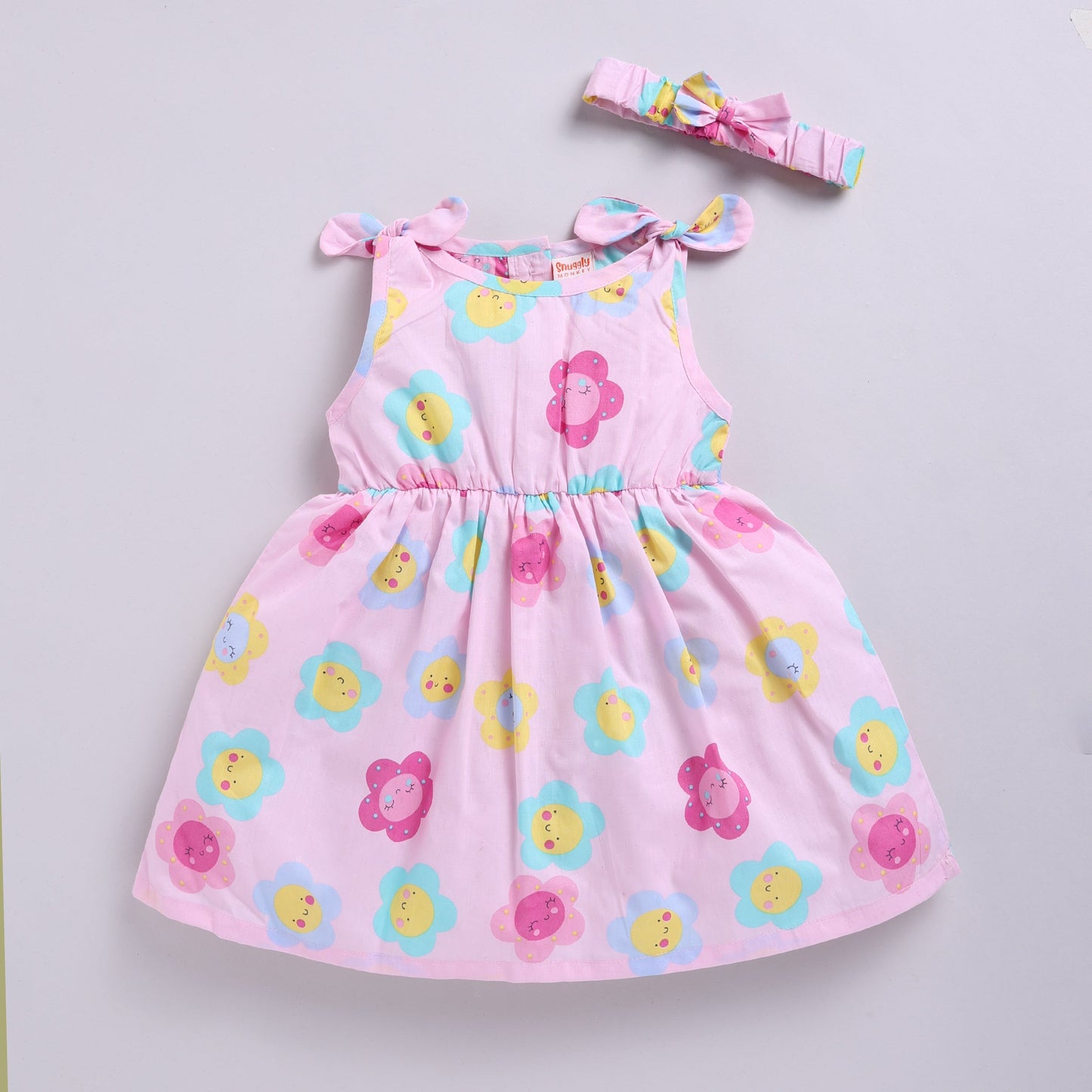 Floral Print Summer Frock with Hairband