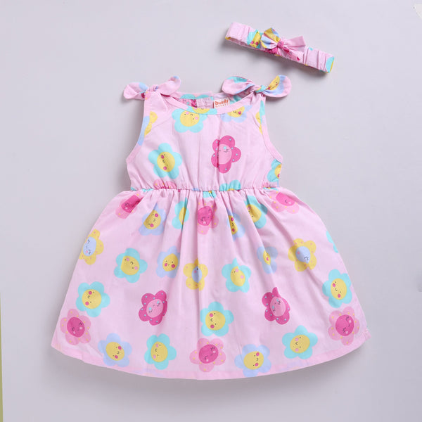 Floral Print Summer Frock with Hairband