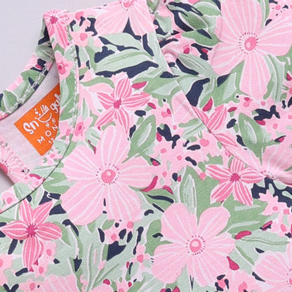 Denim Frock with a Floral Print Inner