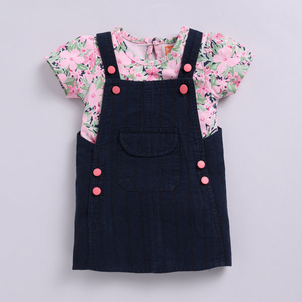 Denim Frock with a Floral Print Inner