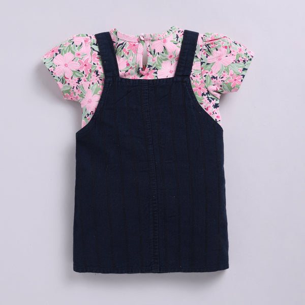 Denim Frock with a Floral Print Inner
