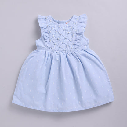 Blue Frock with Pearl Detailing & Sling Bag