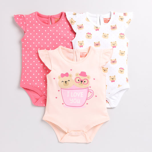Teddy Print Onesies Combo Set
