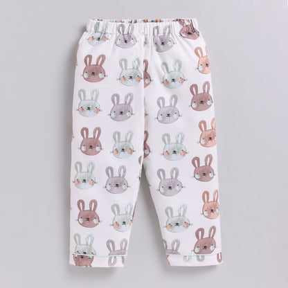 Bunny Print Full Nightsuit Set - Mint