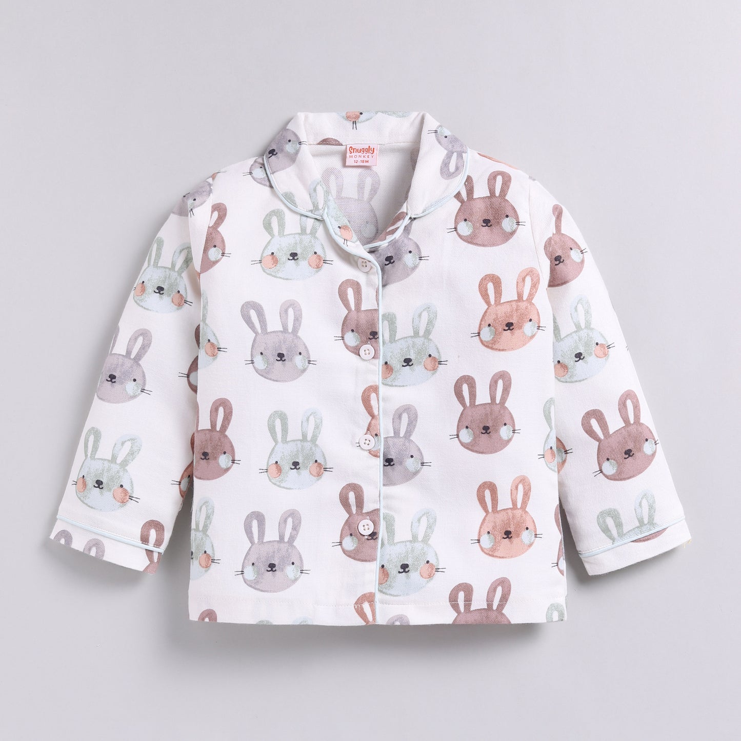 Bunny Print Full Nightsuit Set - Mint