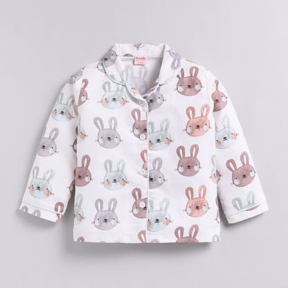 Bunny Print Full Nightsuit Set - Mint